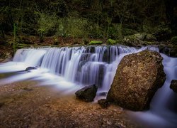 Wodospad, Cascades du Herisson, Kaskada, Drzewa, Skały, Menetrux en Joux, Francja