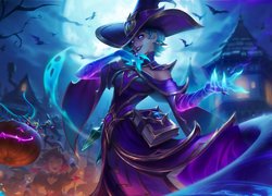 Gra, League of Legends, Postać, Cassiopeia, Halloween, Dynia, Kapelusz