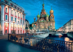 Sankt Petersburg, Cerkiew na Krwi, Kanał Gribojedowa, Most, Ulica