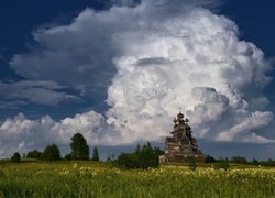 Niebo, Chmury, Cerkiew, Łąka