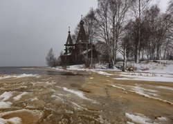 Zima, Jezioro, Cerkiew, Drzewa