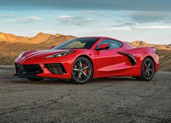 Czerwony, Chevrolet Corvette C8 Stingray, Bok