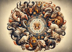 Chiński, Zodiak, Zwierzęta, Grafika