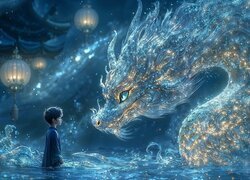 Fantasy, Smok, Woda, Chłopiec