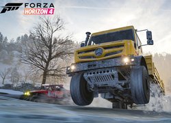 Forza Horizon 4, Samochód, Ciężarowy, Mercedes, Droga, Zima, Plakat