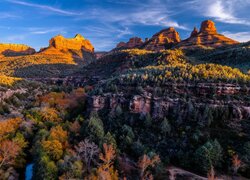 Jesień, Góry, Skały, Kolorowe, Drzewa, Kanion, Creek Canyon, Arizona, Stany Zjednoczone