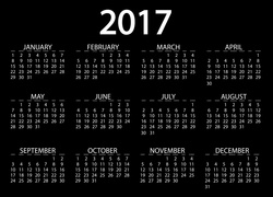 Czarno-biały kalendarz na 2017 rok