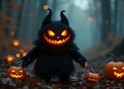 Włochaty, Stwór, Grafika, Dynie, Halloween