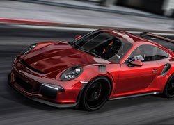 Czerwone Porsche 911 GT3 RS na drodze