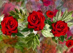 Czerwone róże na kolorowym tle