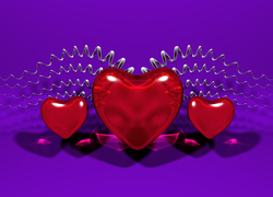 Czerwone serca ze sprężynkami w grafice 3D