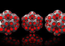 Czerwono-szare kule w grafice 3D