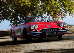 Czerwony Chevrolet Corvette z gry Forza Horizon 4