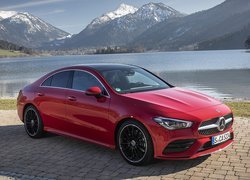 Czerwony, Mercedes-Benz CLA, Góry, Jezioro