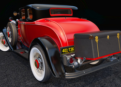 Czerwony, Zabytkowy, Ford Coupe Deluxe, 1932