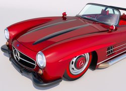 Czerwony, Zabytkowy, Mercedes Benz 300 SL Roadster, 1956