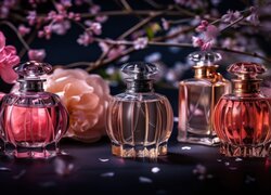 Flakon, Perfumy, Kwiaty, Kompozycja