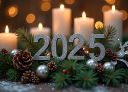 Nowy Rok, 2025, Szyszki, Gałązki, Grafika