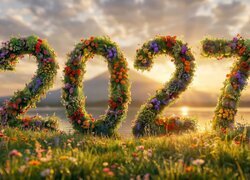Kwiaty, Nowy Rok, 2027, Cyfry, AI