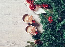 Kawa, Ciasteczka, Choinka, Szyszki, Boże Narodzenie