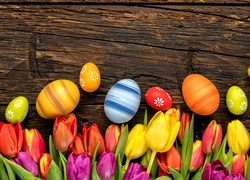 Wielkanoc, Dekoracja, Pisanki, Tulipany