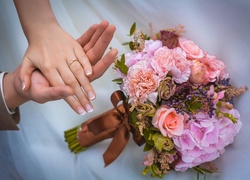 Dłonie, Ślub, Bukiet Kwiatów