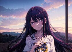 Długowłosa dziewczyna w anime
