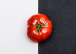Dojrzały pomidor na biało-czarnym tle