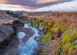 Kanion, Sigoldugljufur, Wodospady, Islandia