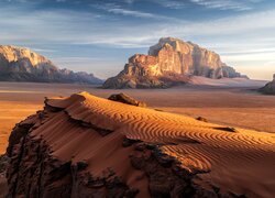 Jordania, Pustynia, Piasek, Wydmy, Dolina, Wadi Rum, Skały