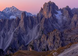 Góry, Dolomity, Skały, Różowe, Niebo, Włochy