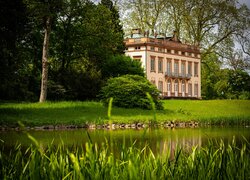 Park, Dolne Jezioro, Zamek Schonbusch, Drzewa, Aschaffenburg, Niemcy