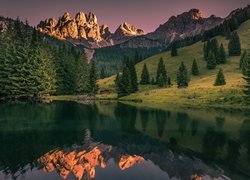 Góry, Las, Drzewa, Jezioro, Ławki, Odbicie, Austria