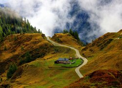 Góry, Wysokie Taury, Dom, Droga, Chmury, Gmina Kaprun, Austria
