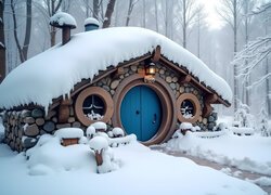 Domek, Hobbita, Zima, Grafika