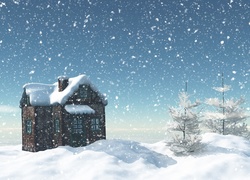 Domek w śniegowej zaspie