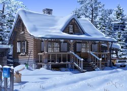 Dom, Zima, Śnieg, Grafika 2D