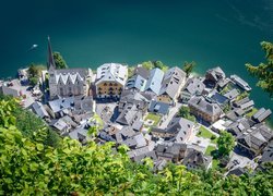 Hallstatt, Kościół, Domy, Jezioro Hallstattersee, Austria