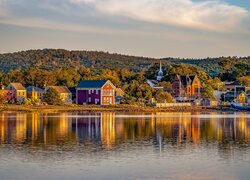 Góry, Domy, Rzeka, Annapolis River, Miasto, Annapolis Royal, Prowincja, Nowa Szkocja, Kanada