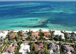 Domy, Creek Village, Morze, Ocean Atlantycki, Nassau, Wyspa New Providence, Bahamy