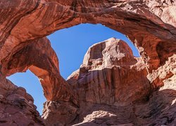 Skały, Double Arch, Kanion, Łuk, Niebo, Park Narodowy Arches, Utah, Stany Zjednoczone