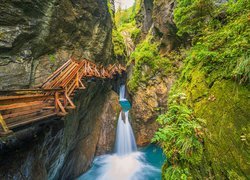 Wąwóz, Sigmund Thun Klamm, Kładka, Skały, Rzeka Kaprun Ache, Austria