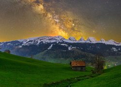 Wieś, Alt Sankt Johann, Domy, Góry, Appenzeller Alpen, Alpy Zachodnie, Gwiazdy, Droga mleczna, Kanton Sankt Gallen, Szwajcaria