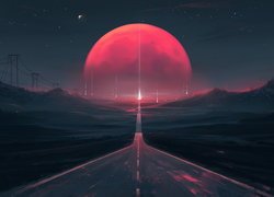 Droga z widokiem na czerwoną planetę w grafice