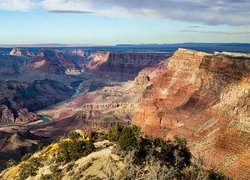 Kanion, Rzeka, Drzewa, Park Narodowy Wielkiego Kanionu, Arizona, Stany Zjednoczone