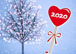 Śnieg, Drzewo, Nowy Rok, Serce, 2020, 2D