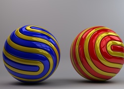 Dwie pasiaste kule w grafice wektorowej 3D