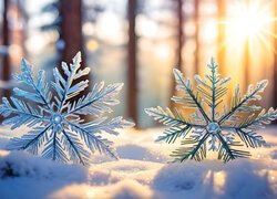 Śnieżynki, Śnieg, Słońce, Grafika