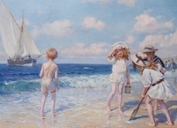 Dzieci bawiące się na plaży