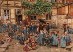 Malarstwo, Obraz, Franz Xaver Lang, Szkoła, Dzieci, Nauczycielki